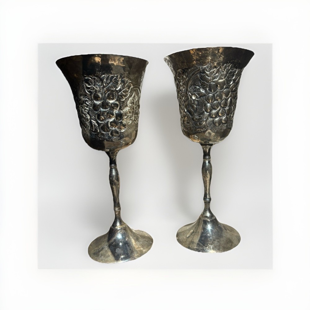 2 Silver Plated Goblets Made In India Great Condition