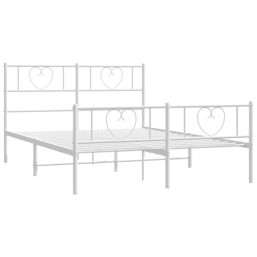 Bed Frame White Powder-coated steel King Bed Frame Rectangular