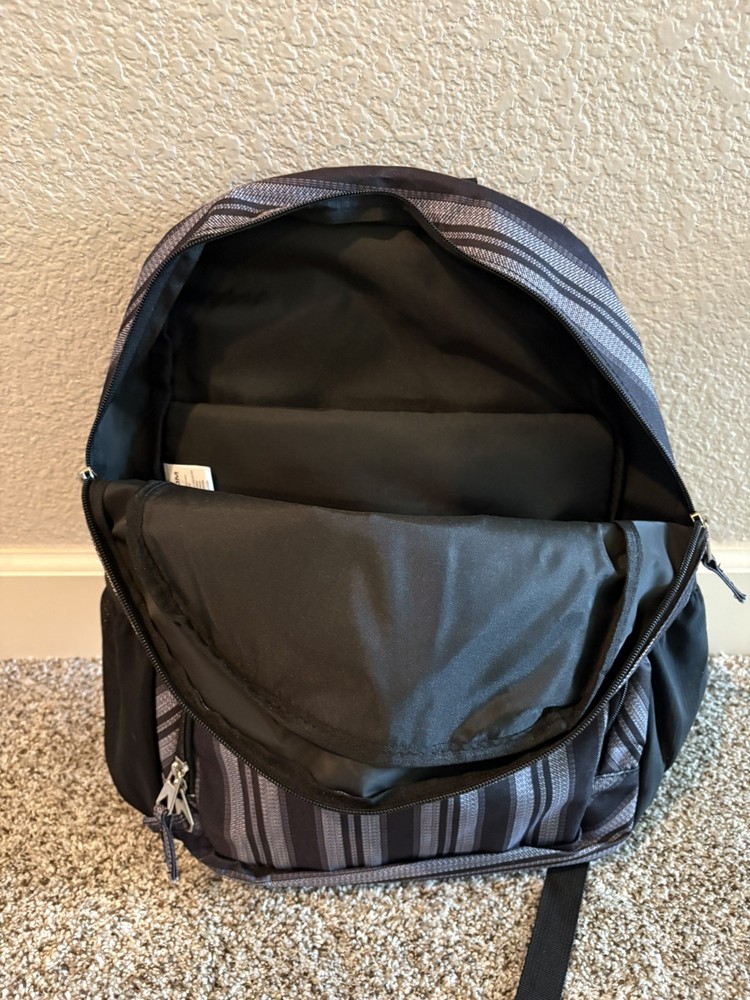 VOLCOM GREY & BLACK STRIPED UNISEX SUNSTONE BACKPACK , NEW WITH TAGS