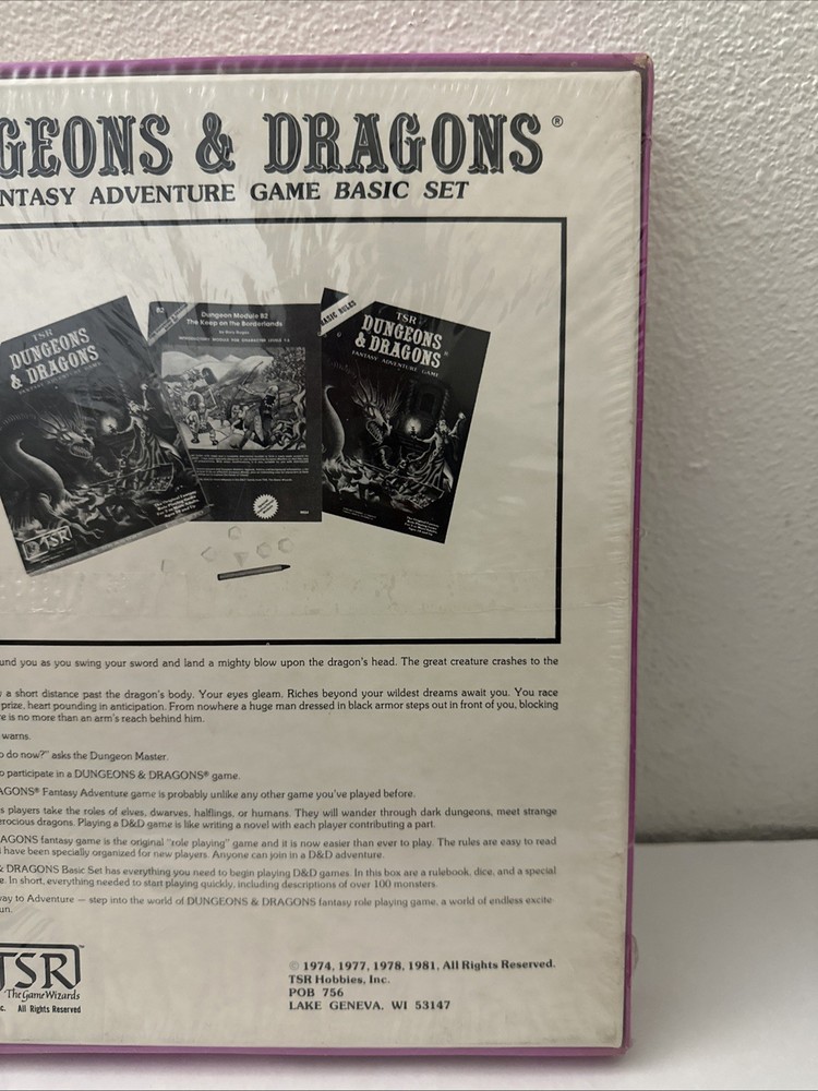 TSR Dungeons & Dragons Basic Boxed Set 8th Print 1981 w/Dice Sealed SW!