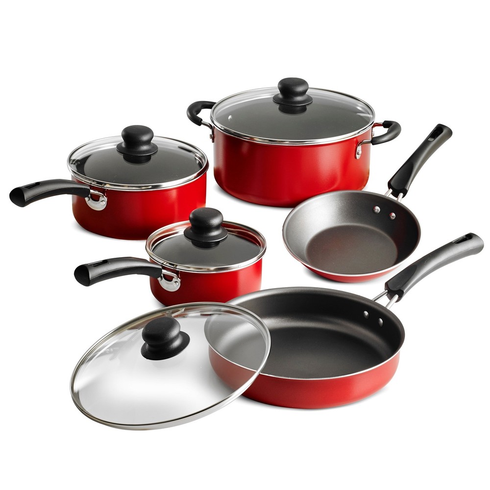 9-Piece Non-stick Cookware Set Stackable Riveted Handles for Everyday Cooking