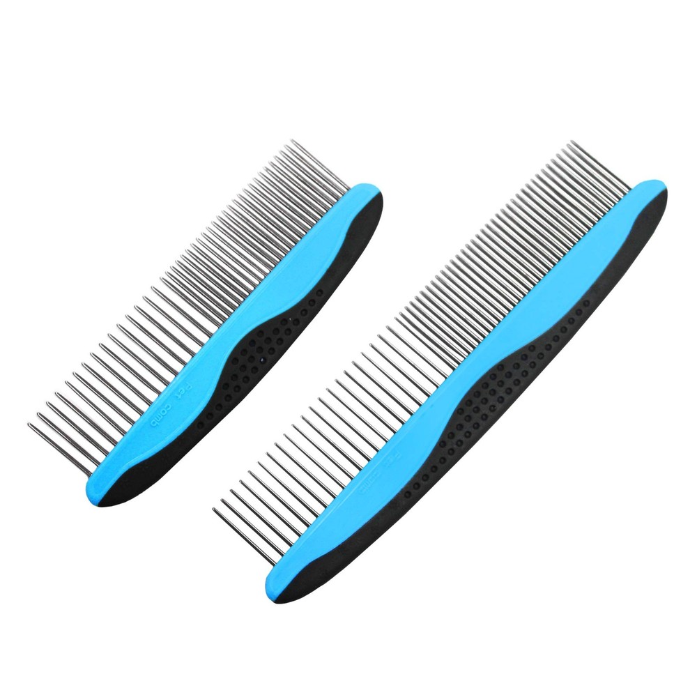 Pets First 2 Pack Dog Comb Small & Large PET for & Large, Blue