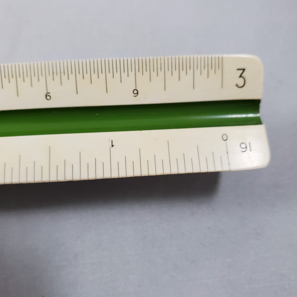 Faber Castell Triangular Engineering Ruler w/ Green Box 883/72 Germany Vintage