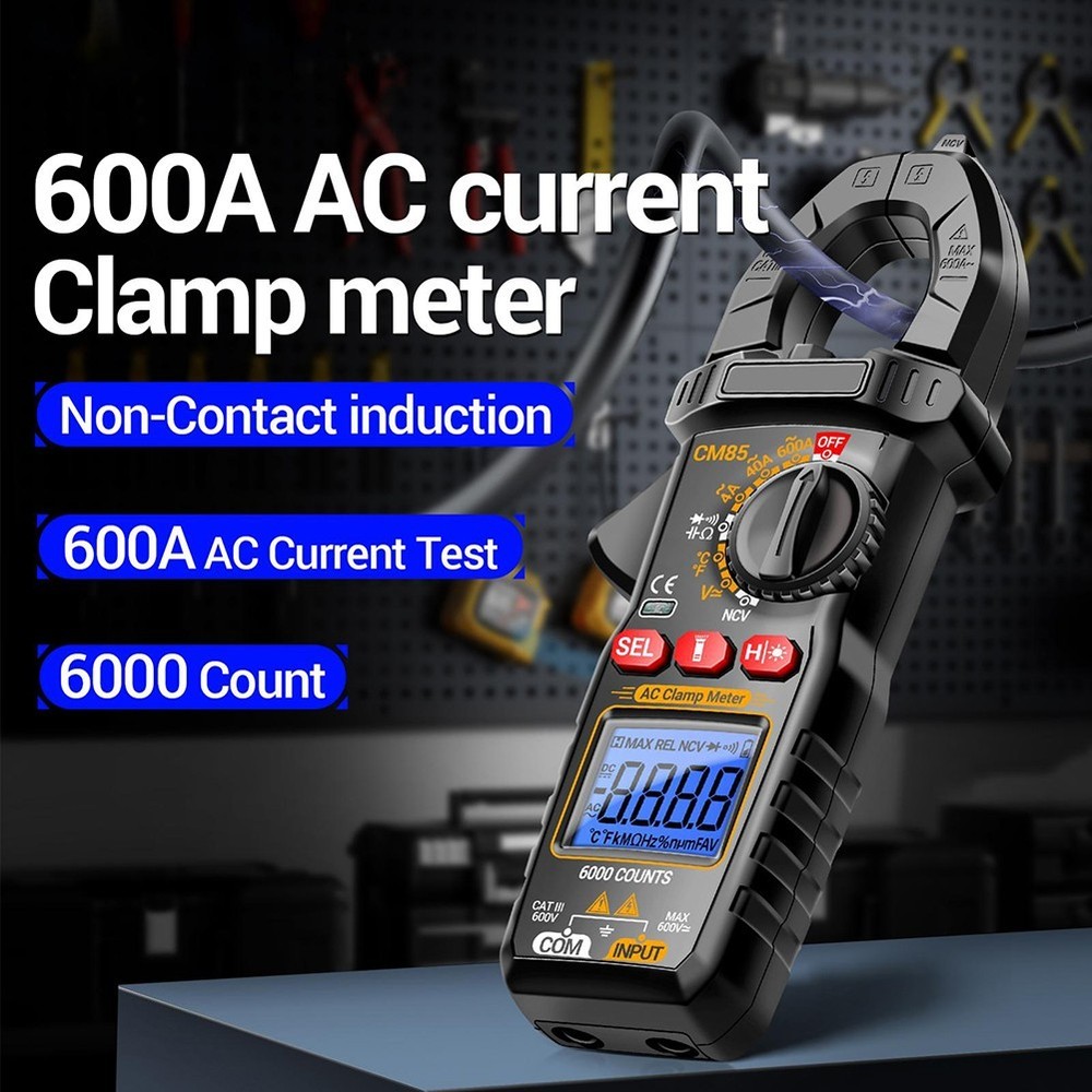 CM85 Clamp Meter with Backlight Flashlight NCV Diode Buzzer 6000 Count