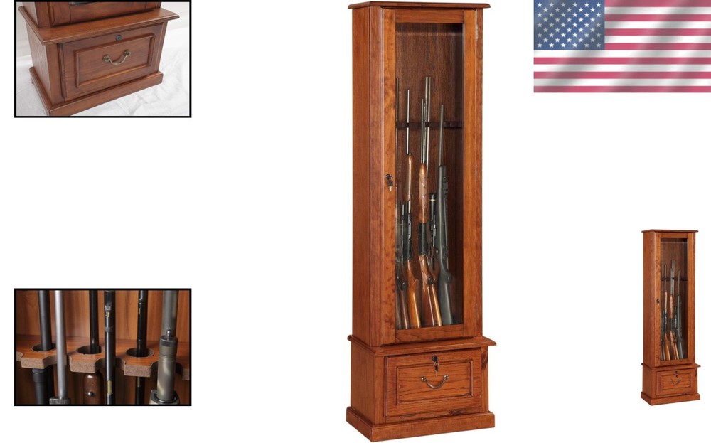 8-Gun Display Cabinet with Tempered Glass - Secure & Stylish Storage Solution