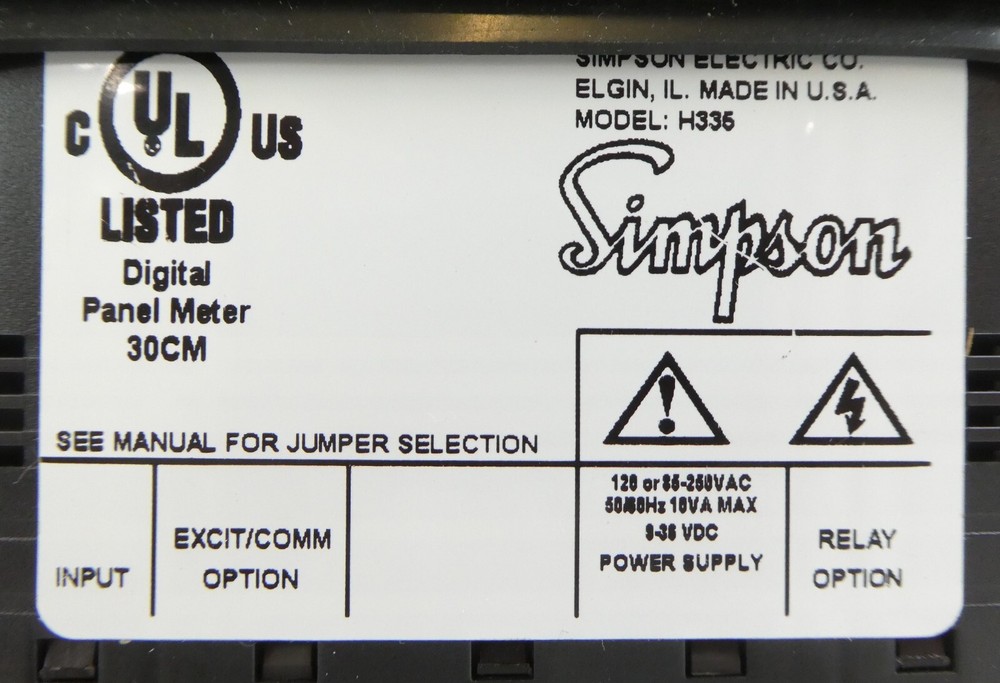 Simpson Electric H335 Advanced Digital Panel Meter Controller New Surplus
