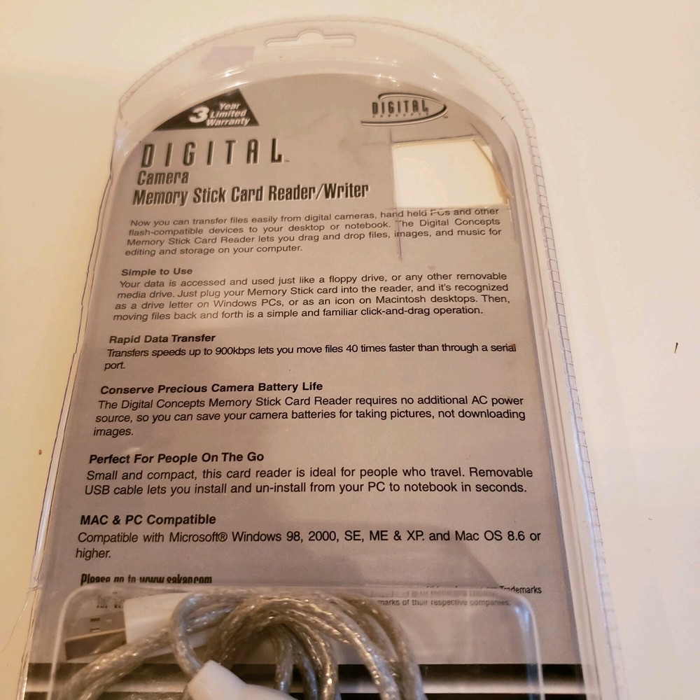 Digital Concepts Digital Camera Memory Stick Card Reader/Writer USB-New