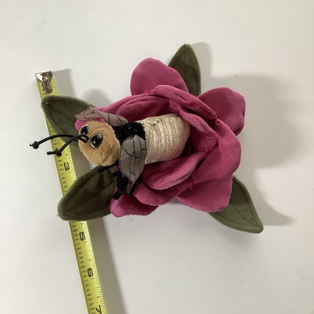 Folkmanis Mini Bee Finger Puppet Bee On Pink Flower