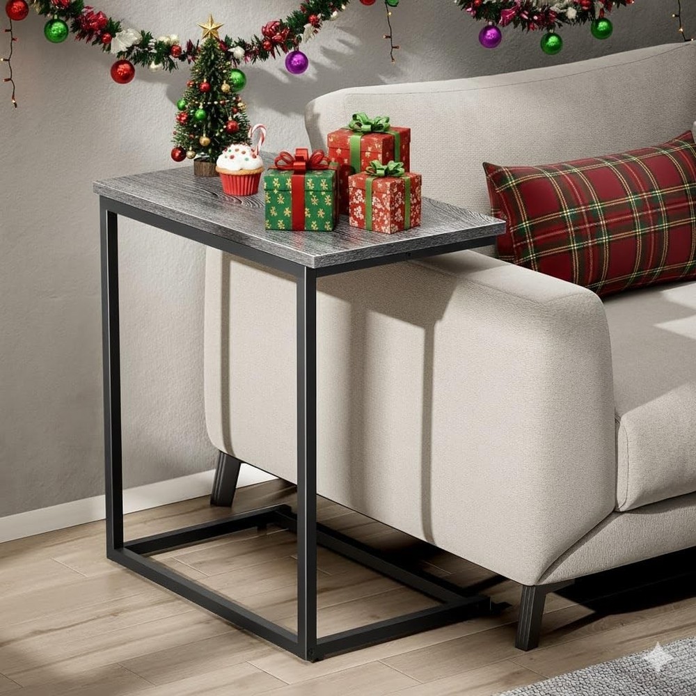 C Shaped End Table 27 inches High Side Table Couch Slide Under C Table Sofa Side