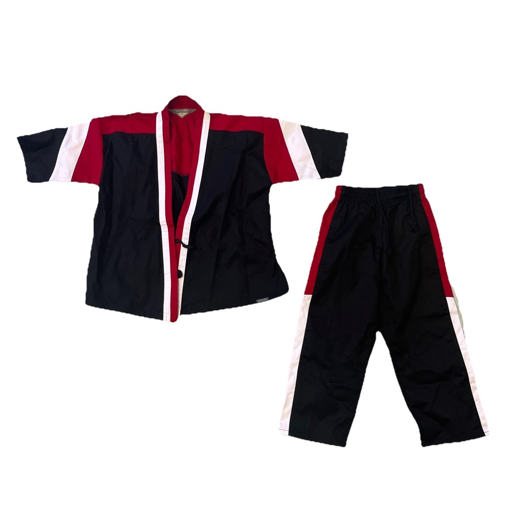 Century Karate Sparring Gi Size 0 Black Red & White Top & Bottom Draw String