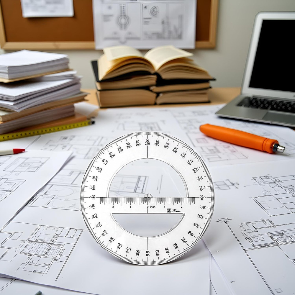 360 Degree Protractor Ruler, 6 Inch, round Circle Protractor for Math Geometry