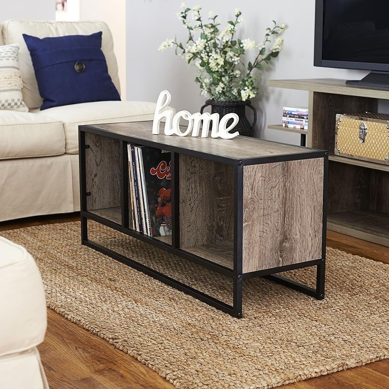 Flexible TV Stand W/ Storage Multi Cube Compartments Coffee Table LP Records New