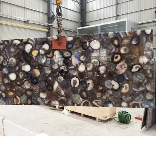 Natural Agate Geode Console Slab Top, Rectangle Agate Table Top, Home Decor