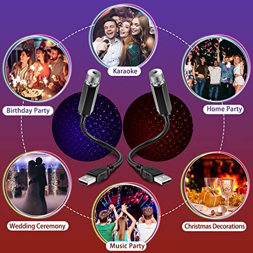 2 Pack USB Star Projector Night Light Adjustable Romantic Projector Car