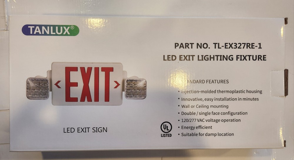 LED Exit Sign Emergency Combo Light with Adjustable Two Head Battery