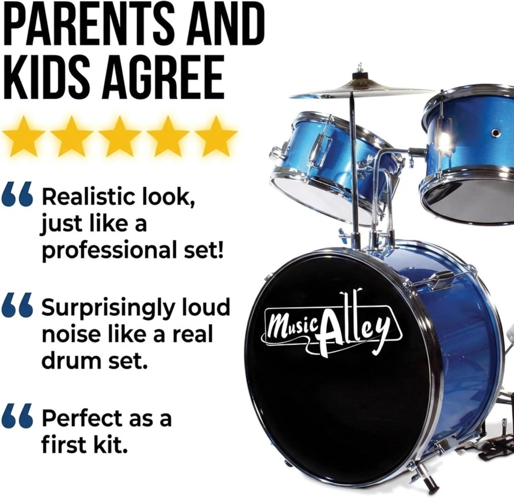 Complete Kids Drum Kit with Adjustable Throne
