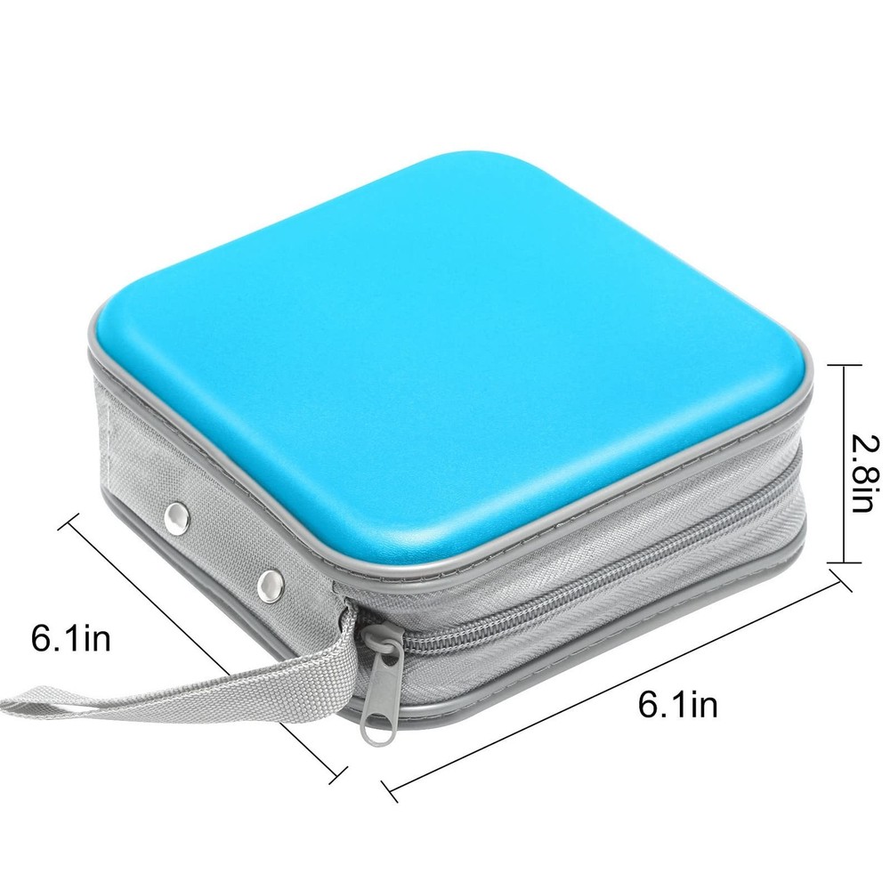Siveit CD Case, 40 Capacity CD/DVD Case Holders Wallet 40 Capacity, Sky Blue