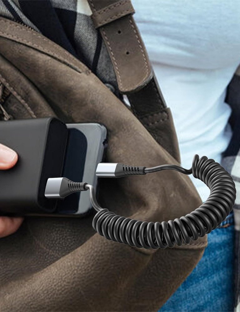 Coiled USB C Cable 2 Pack, 3ft USB to USB-C Cable for Car, Android Auto Coiled..