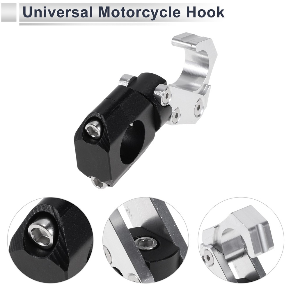 Rectangular Motorcycle Hook with Key 1 Set Silver