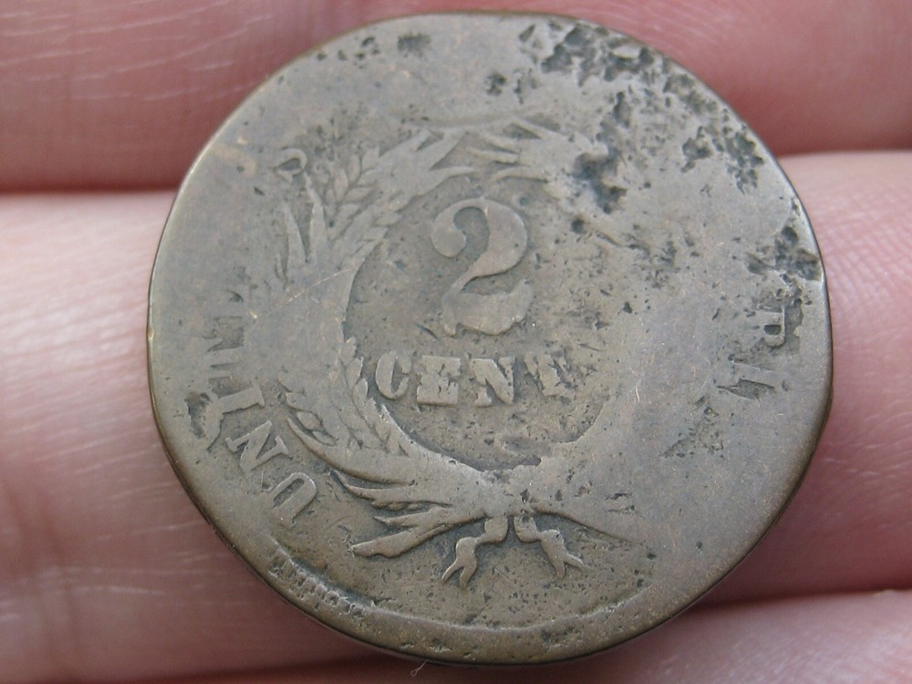 1864 Two 2 Cent Piece- Large Motto, About Good Details