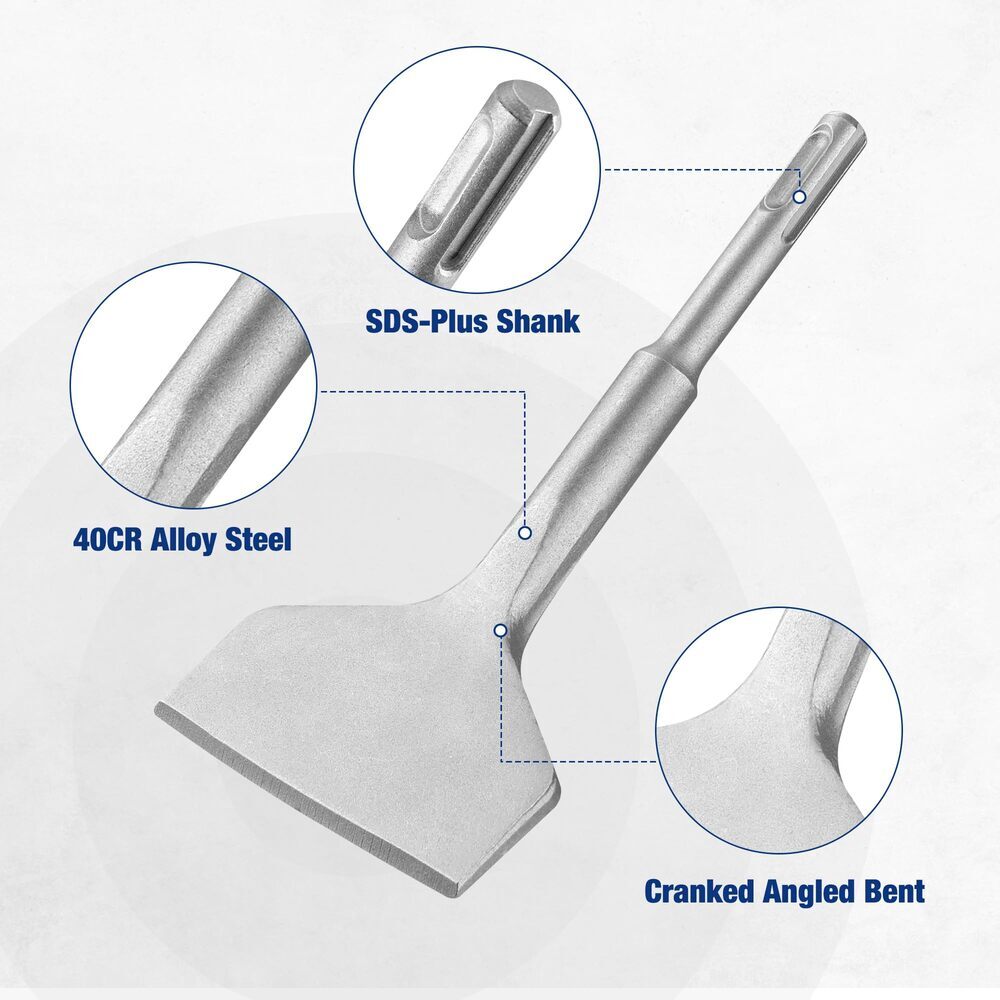 WORKPRO 3" SDS Plus Chisel Cranked Angled Bent Tile Removal Chisels for SDS-Plus