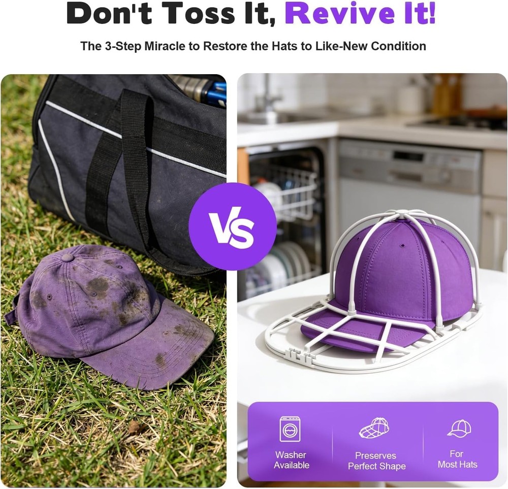 Space-Saving Hat Washer Cage - Ultimate Cleaner & Protector for Cap Care, 1 Pack