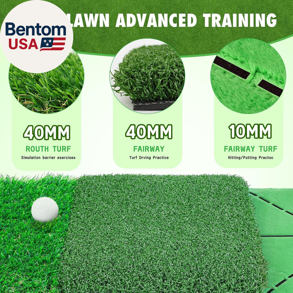 Golf Hitting Mat, 3-In-1 Golf Practice Mat, Replaceable Turf Golf Training Mats