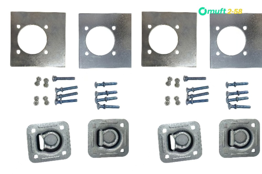 4x Recessed Pan D-Ring Floor Rope Anchor Tie Down Trailer Cargo With Hardware