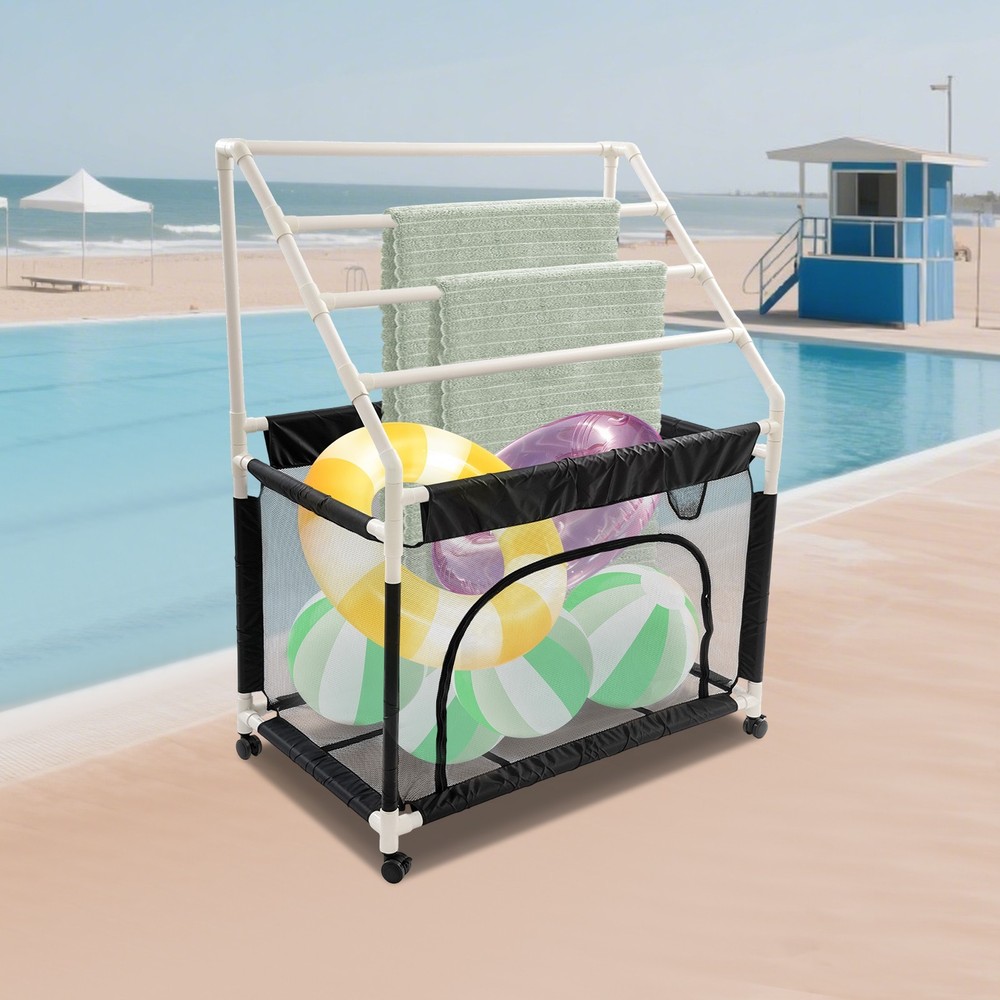 Rolling Pool Noodle Storage Organizer Bin Mesh Organizer Pool Storage Bin