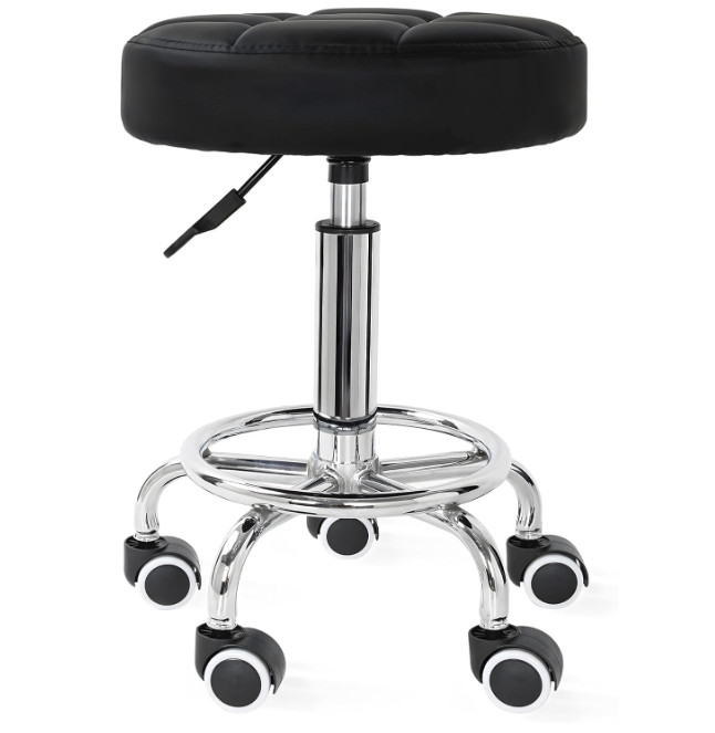 PU Leahter Rolling Stool Height Adjustable Round Swivel Stools for Spa Salon ...