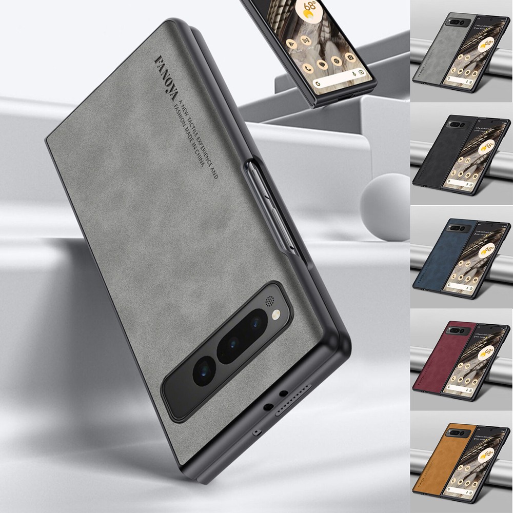 Fr Google Pixel Fold/9 Pro Fold Shockproof Plain Leather Skin-Friendly Slim Case