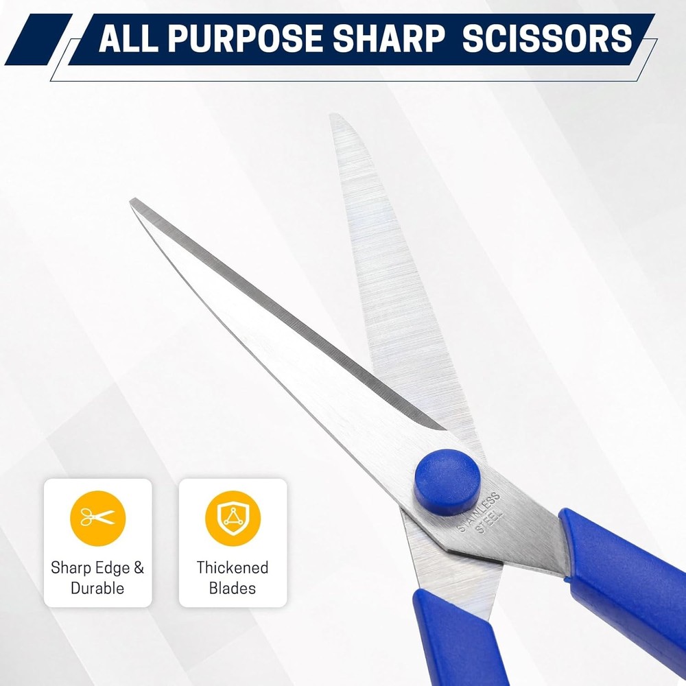 5-Pack 8" Scissors All Purpose Comfort-Grip Handles Sharp Scissors for Office