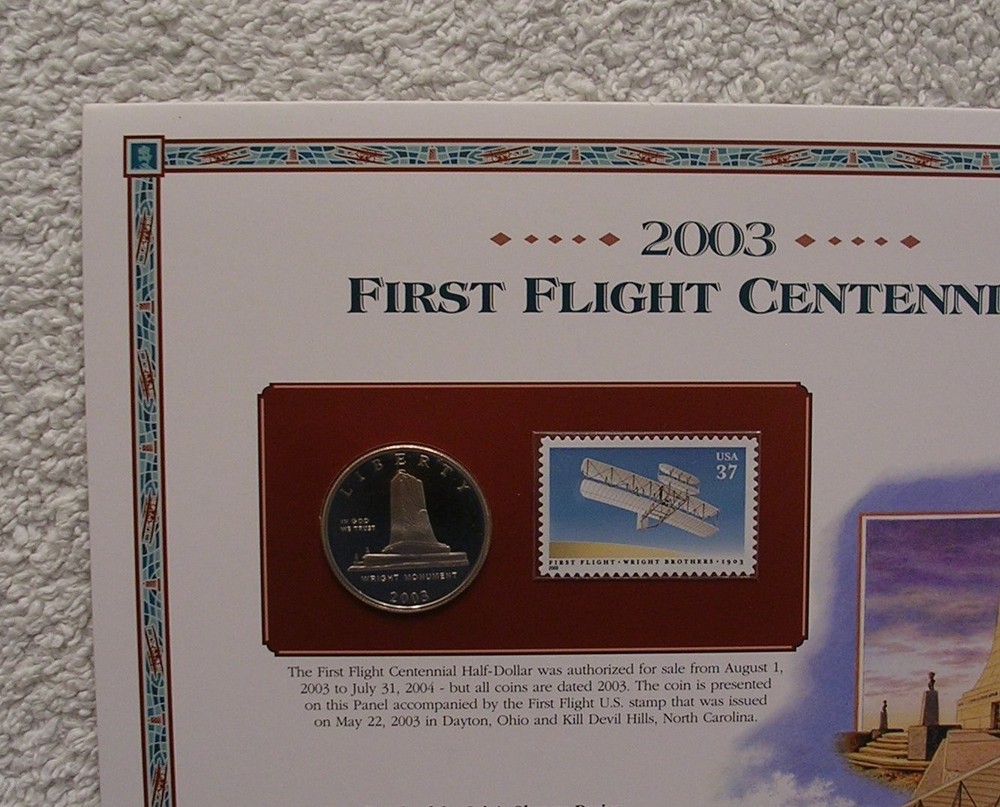 2003 P First Flight Centennial Half Dollar - Coin & Stamp Commemorative Panel