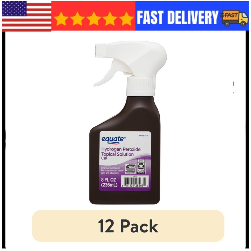 (12 pack) Equate 3% Hydrogen Peroxide Topical Solution Antiseptic Spray, 8 fl oz