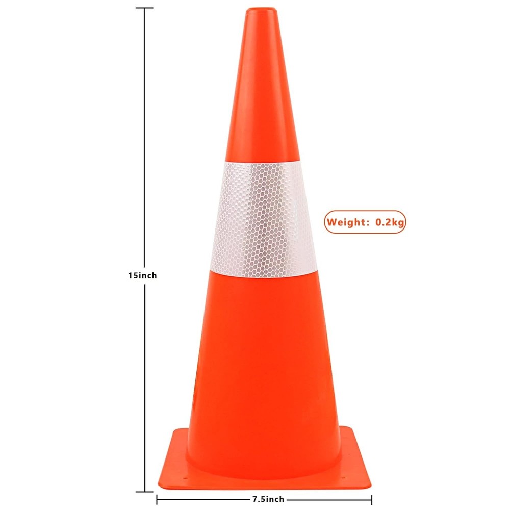 15-Inch Construction Cones with Reflective Collars - 4 Pack for Ultimate Safety