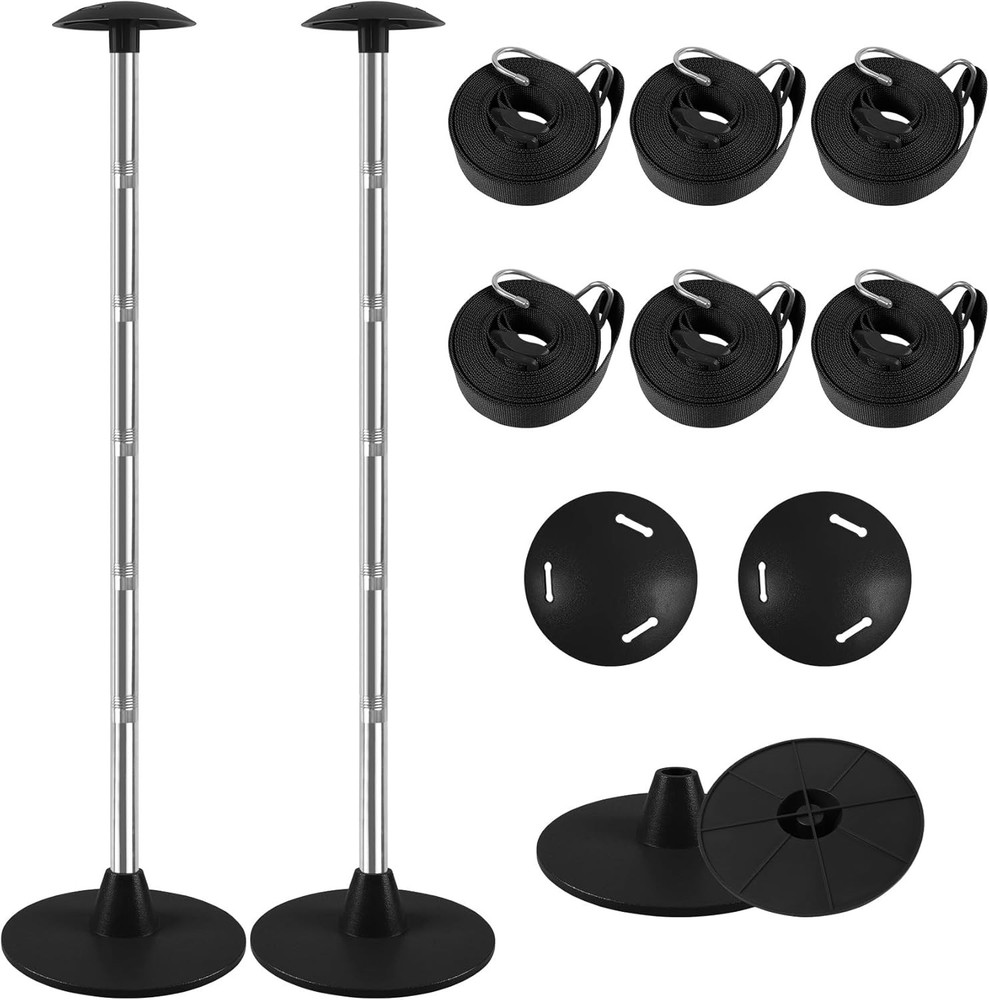 Boat Cover Support Poles 2 Pack,Height Adjustable Black-A base-2 pack