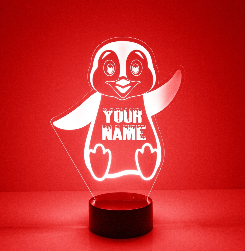 Penguin LED Night Lamp, With Remote, Personalized Free, Engraved Gift