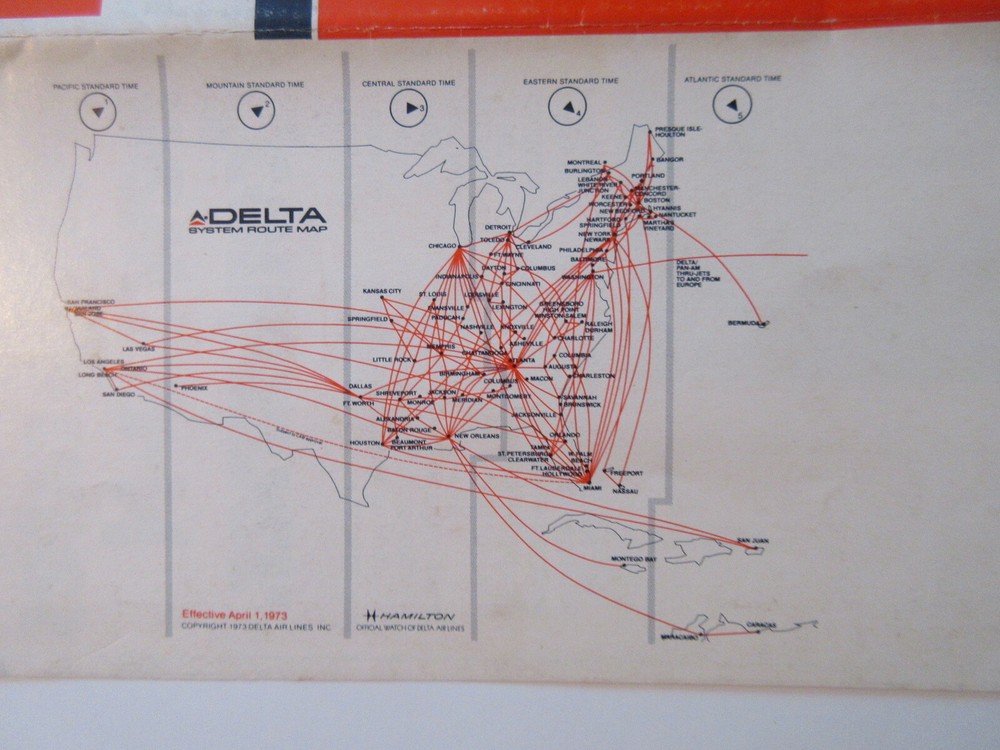 DELTA AIRLINES 1973 BALTIMORE FLIGHT SCHEDULE BROCHURE BOOKLET