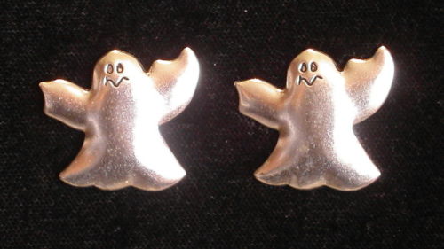 Halloween Ghost Earrings Oxidized Matte Silver Posts