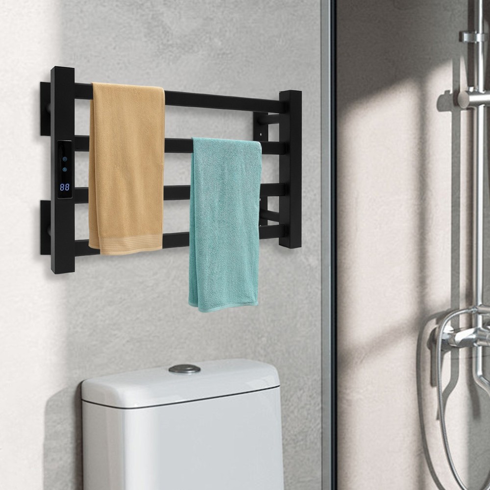 4-Layer Electric Heated Towel Rack with Control Panel, Wall-mounted Towel Rail