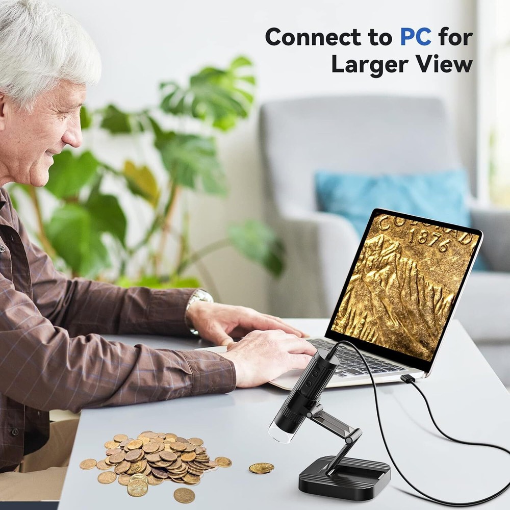 TOMLOV 1000x Digital Microscope USB Microscope 1080P Coin Scope Camera Magnifier