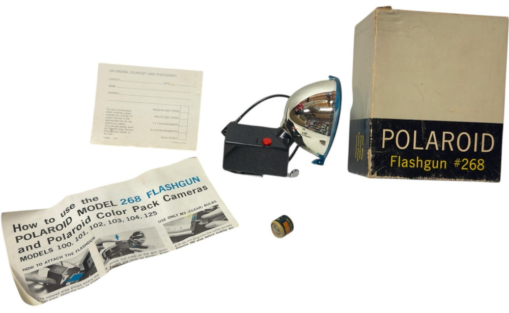 Polaroid Flashgun # 268 Original Box + Instructions – Vintage Untested