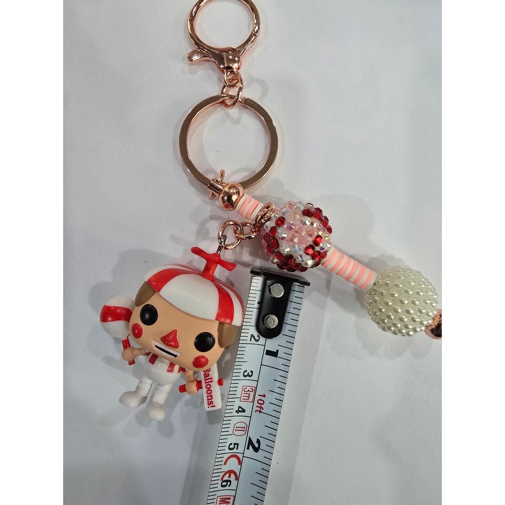 Handmade Beaded Keychain With Reworked Mini Figure | Unique Bag Charm
