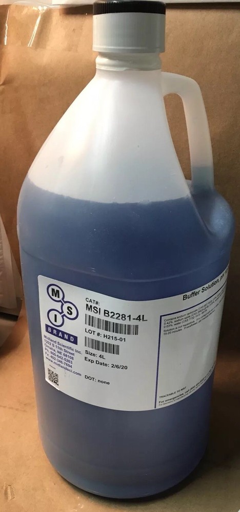 MSI B2281-4L Buffer Solution, pH 10.0 @ 25° (Blue): 4 Liters, Ships free @