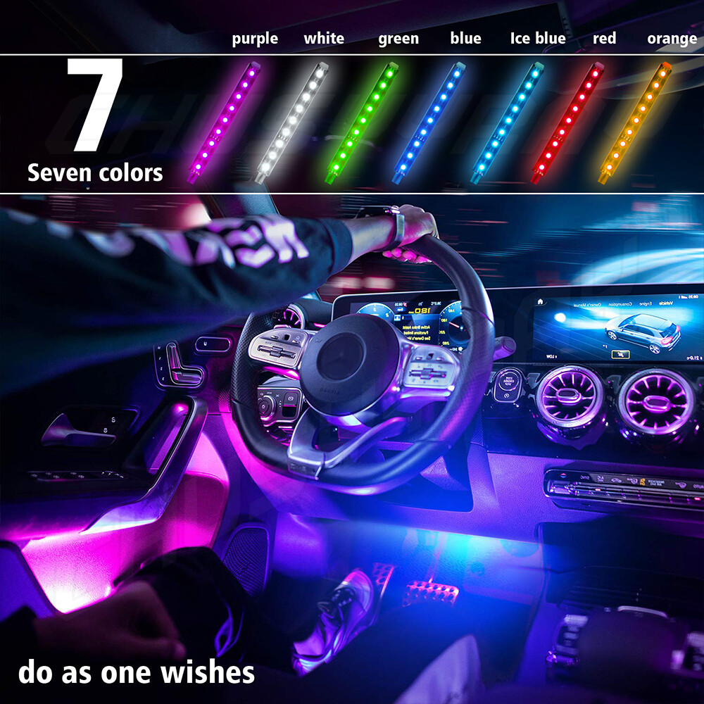 Car Interior LED Strip Light App Remote Control with Cigarette Lighter 4 IN 1