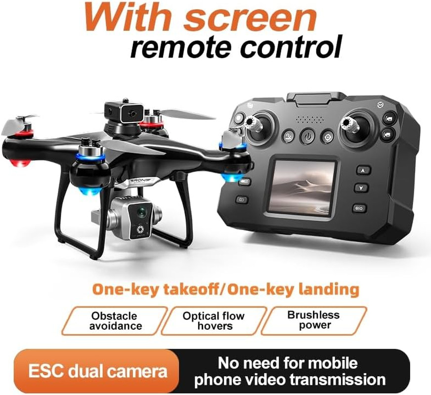 Hobby Drone with Screen Display Remote Control, 1080P Dual Camera, Speed Adjustm