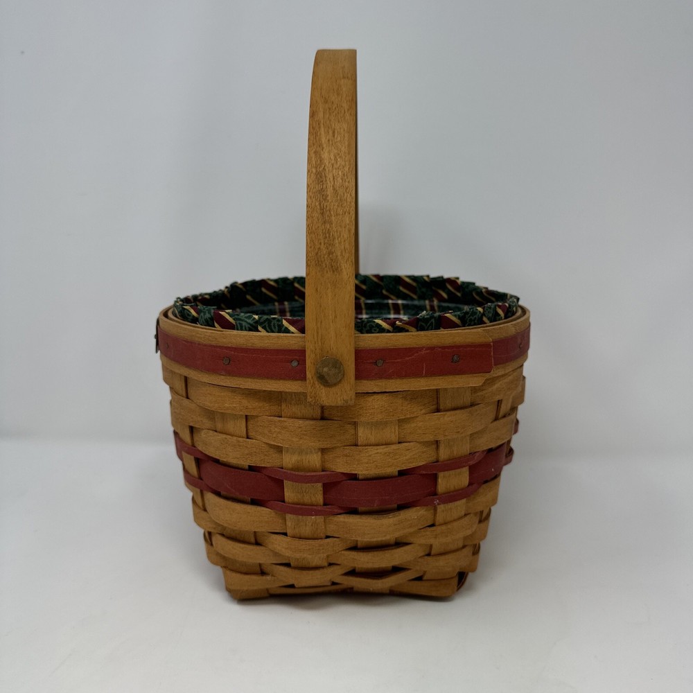 Longaberger 1994 Christmas Jingle Bell Basket Protector Liner Handle Paperwork