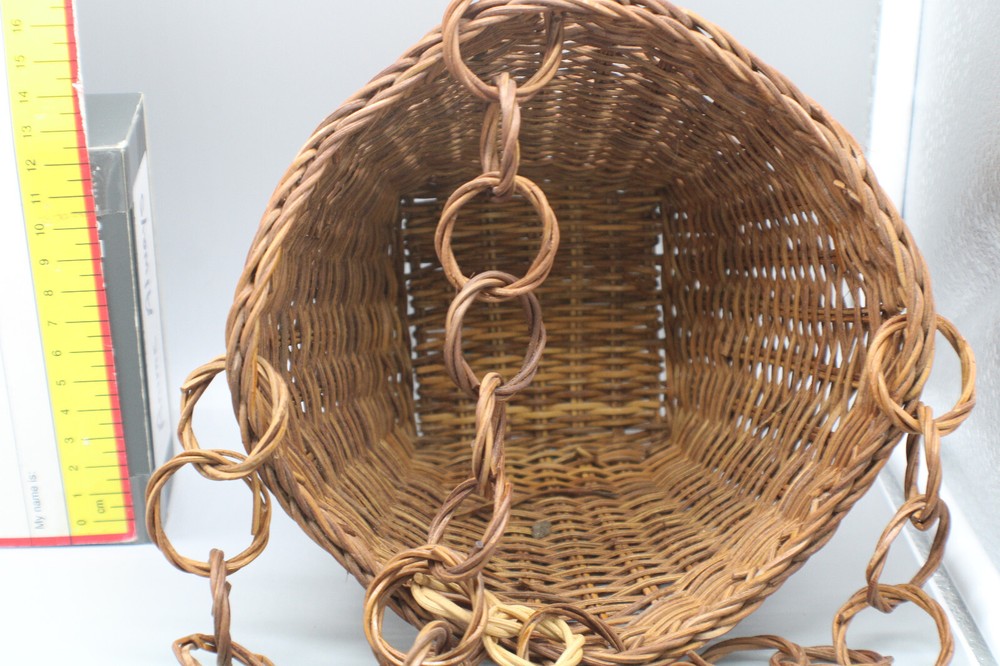 Hanging Wicker Basket with wicker interlocking hoops