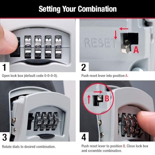 Master Lock Wall Mount Key Lock Box, 5 Key Capacity, Black 5401EC