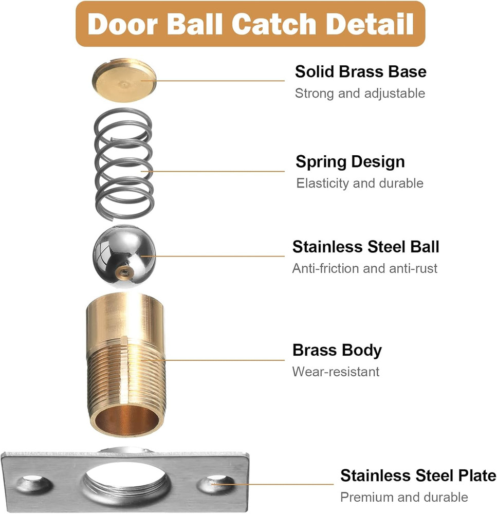 Adjustable Stainless Steel Ball Catch Hardware - 16 Pack